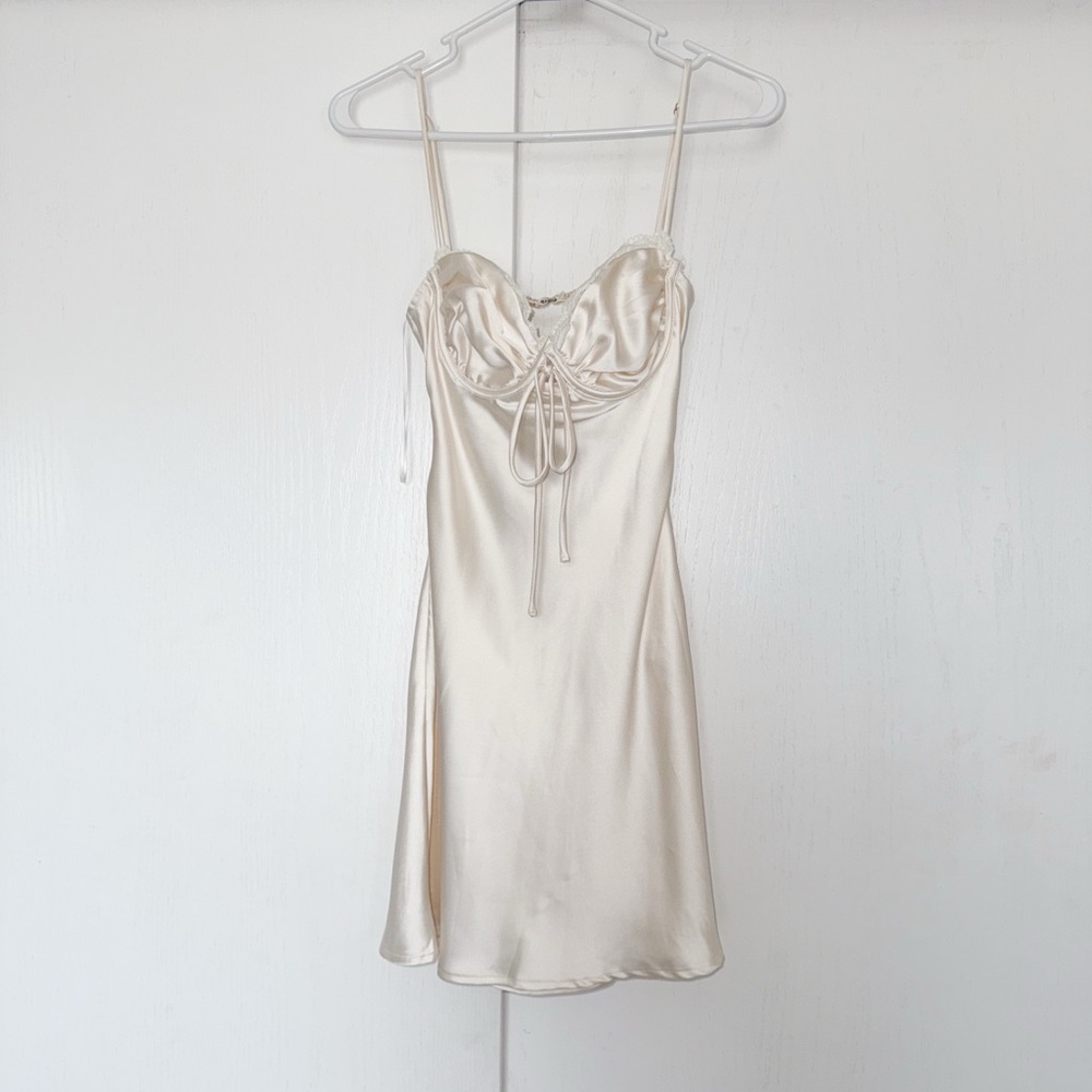 Princess Polly Cream Mini Dress with Sweetheart Neckline